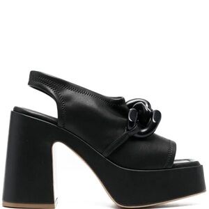 Stella McCartney Black Chunky Slingback Heels